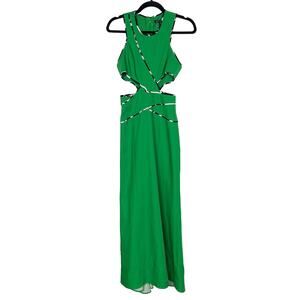 BCBGMaxazria 0 Green Nikkole Dress in Malachite Sleeveless Gown Side Cut Outs